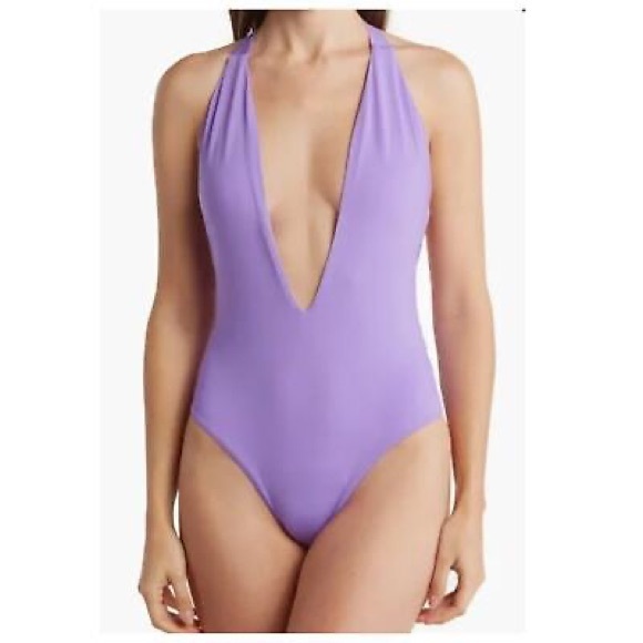 Maaji Other - NEW Maaji Tiky Reversible One Piece Swimsuit Purple Tie Dye Plunge Neck Medium